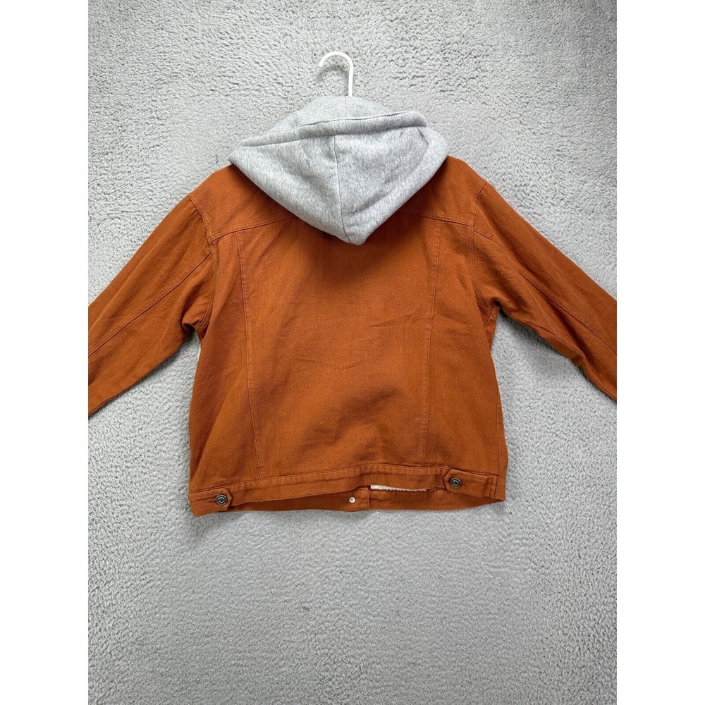 Paper Crane Jacket Womens‎ Medium Rust Brown Sherpa Collared Hooded Denim Coat - Picture 3 of 12